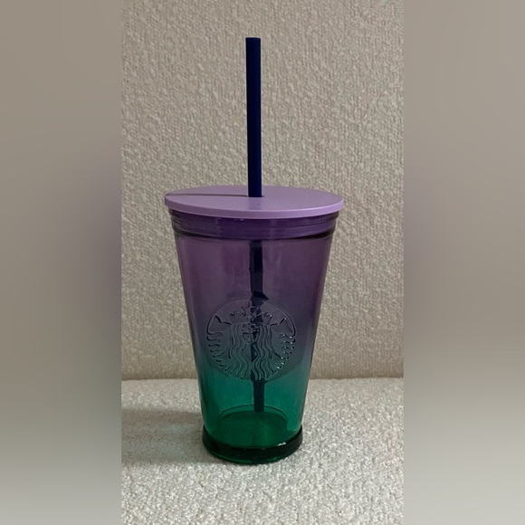 Starbucks 2022 Purple / Green Ombré Recycled Glass Mermaid Cup - NEVER USED - Picture 1 of 3